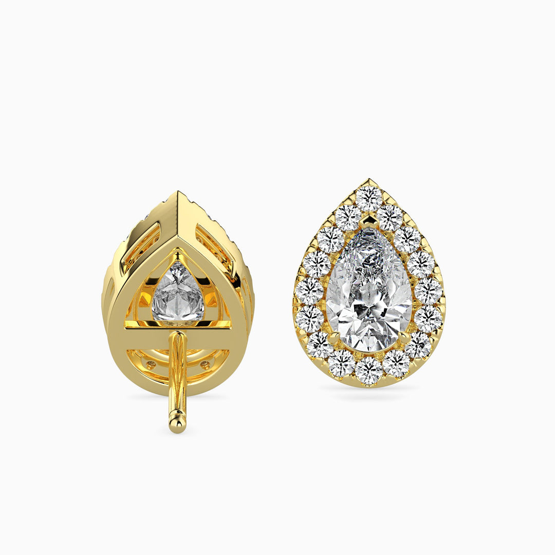 Palermo Solitaire Halo Pear Earrings