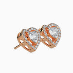 St-Tropez Solitaire Halo Heart Earrings-Dileti