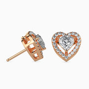 St-Tropez Solitaire Halo Heart Earrings-Dileti