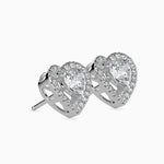 St-Tropez Solitaire Halo Heart Earrings-Dileti