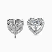 St-Tropez Solitaire Halo Heart Earrings-Dileti