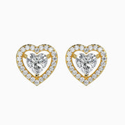 St-Tropez Solitaire Halo Heart Earrings-Dileti