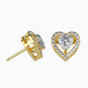 St-Tropez Solitaire Halo Heart Earrings-Dileti
