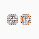 Santorini Solitaire Halo Asscher Earrings-Dileti