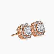 Santorini Solitaire Halo Asscher Earrings-Dileti