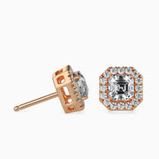 Santorini Solitaire Halo Asscher Earrings-Dileti
