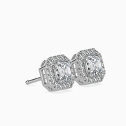 Santorini Solitaire Halo Asscher Earrings-Dileti