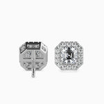 Santorini Solitaire Halo Asscher Earrings-Dileti