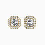 Santorini Solitaire Halo Asscher Earrings-Dileti