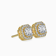Santorini Solitaire Halo Asscher Earrings-Dileti