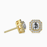 Santorini Solitaire Halo Asscher Earrings-Dileti