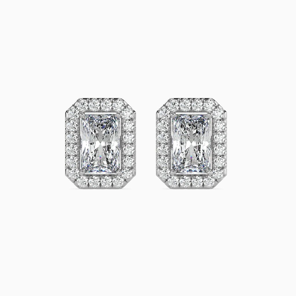 Aspen Solitaire Halo Radiant Earrings