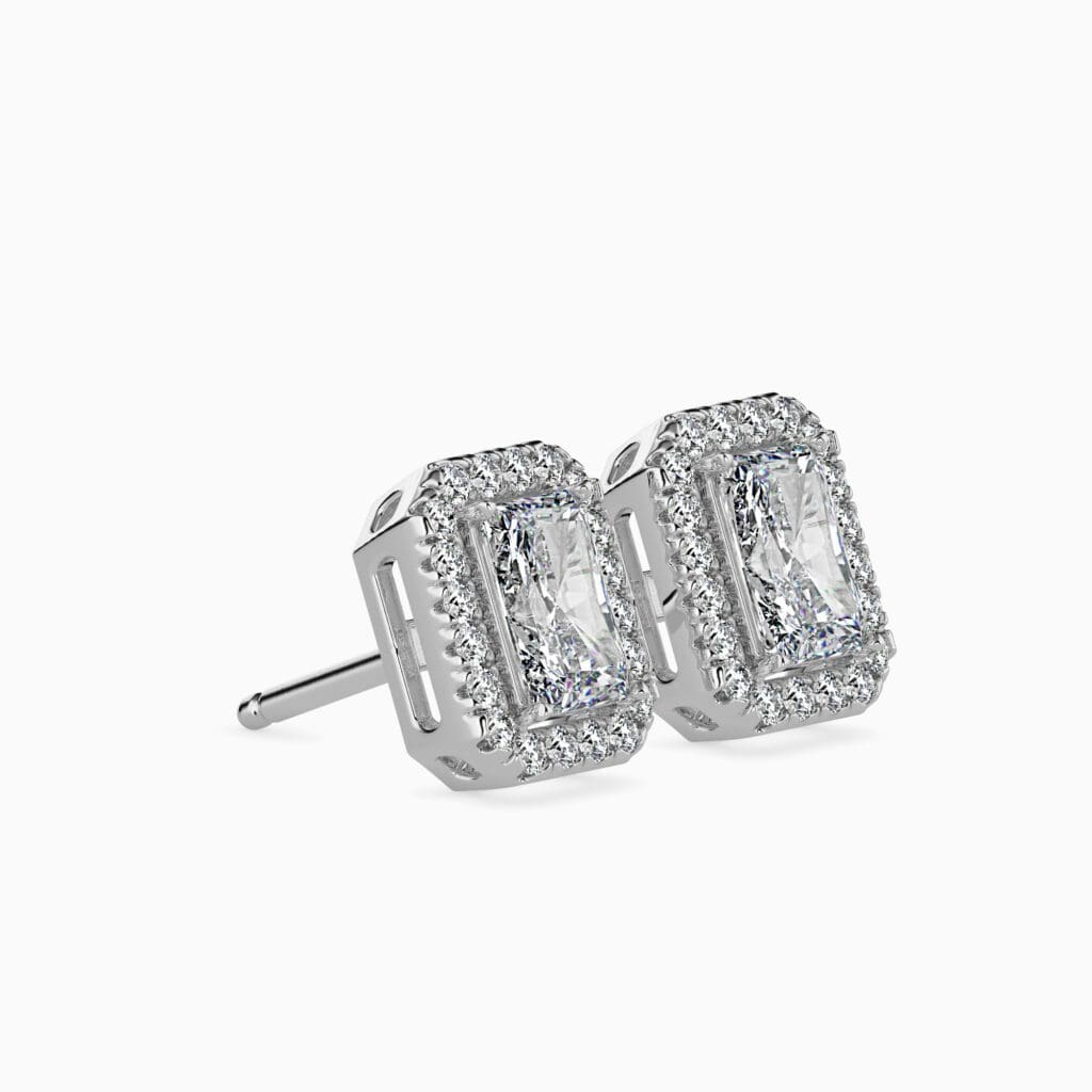 Aspen Solitaire Halo Radiant Earrings