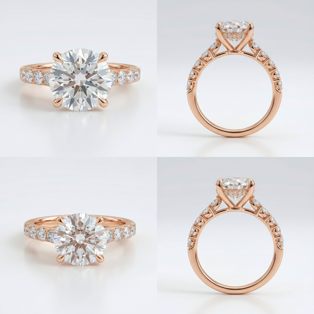 3.5 ctw Solitaire Pave Round Ring