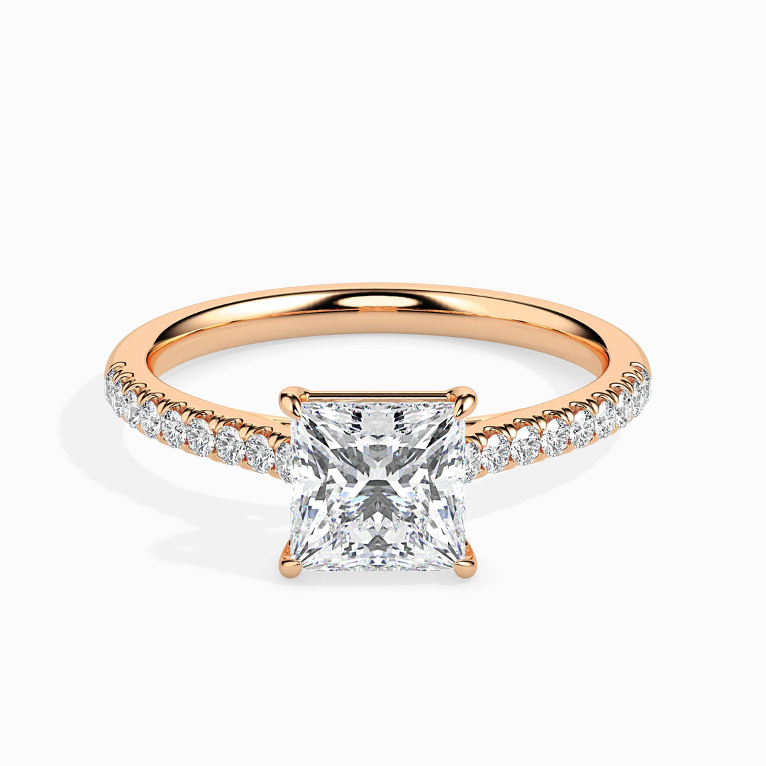 Lucrezia Solitaire Pave Princess Ring