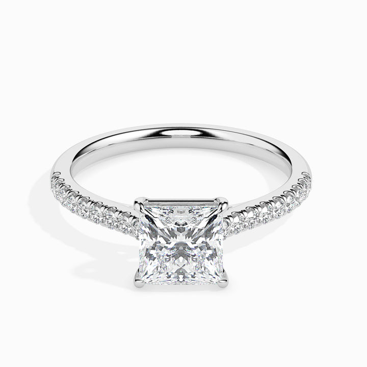 Lucrezia Solitaire Pave Princess Ring