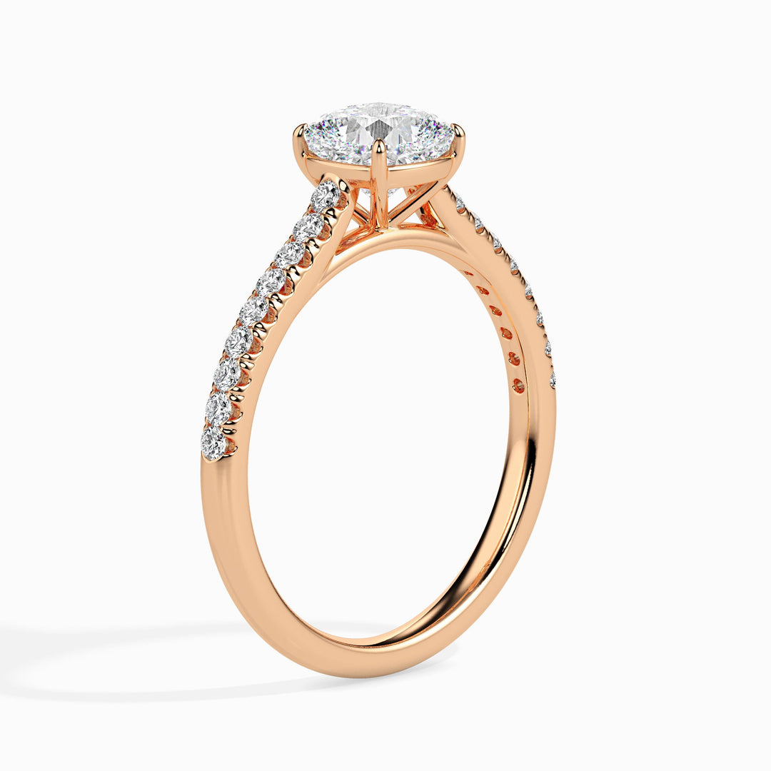 Nina Solitaire Pave Cushion Ring