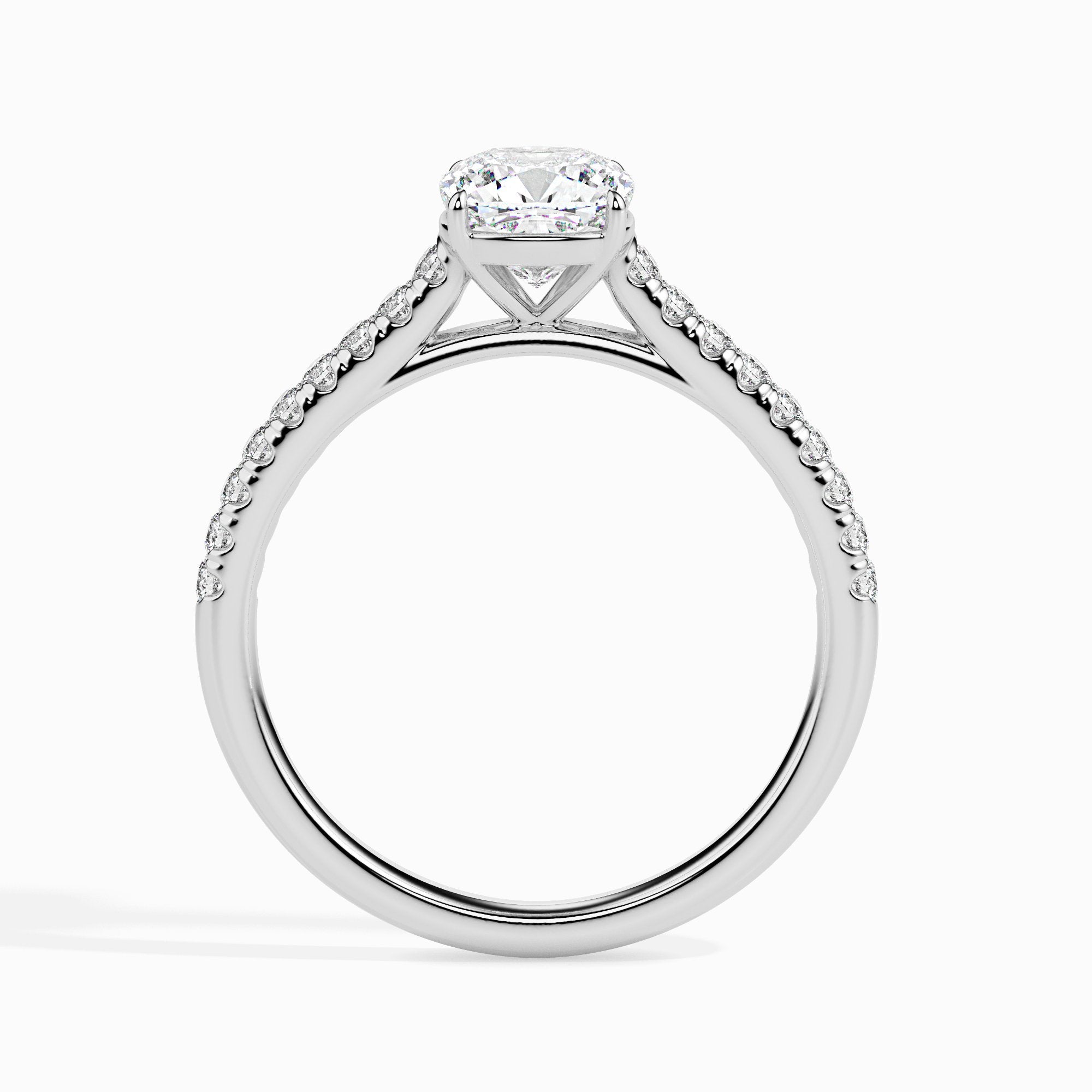 Nina Solitaire Pave Cushion Ring