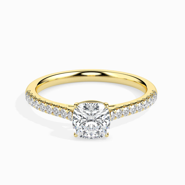 Nina Solitaire Pave Cushion Ring