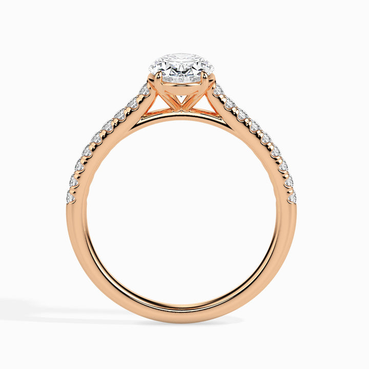 Olga Solitaire Pave Oval Ring