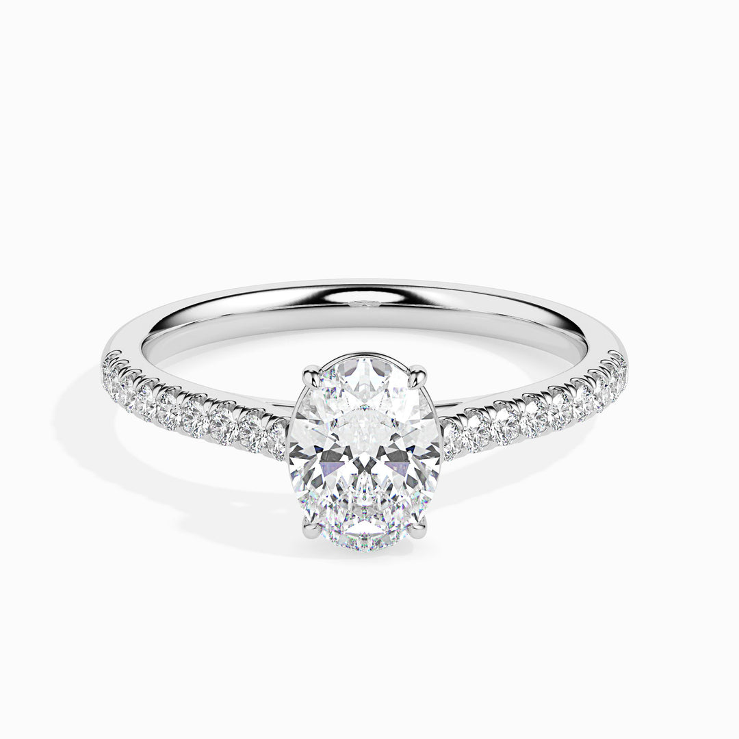 Olga Solitaire Pave Oval Ring