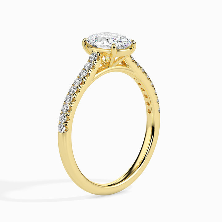 Olga Solitaire Pave Oval Ring