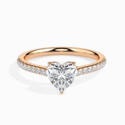 Penelope Solitaire Pave Heart Ring-Dileti