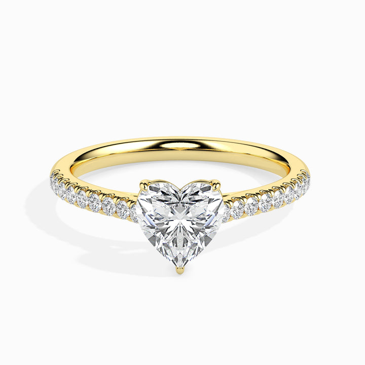 Penelope Solitaire Pave Heart Ring