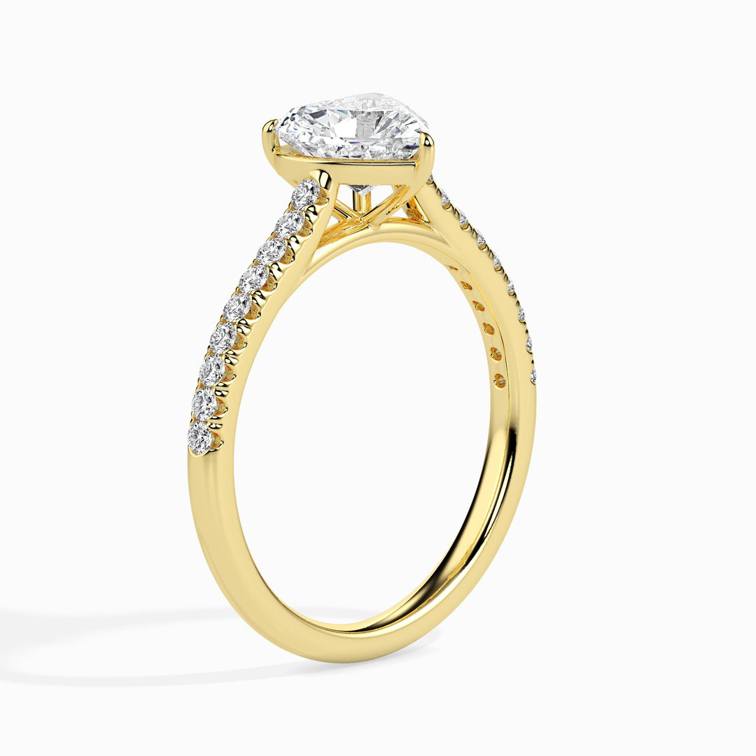 Penelope Solitaire Pave Heart Ring