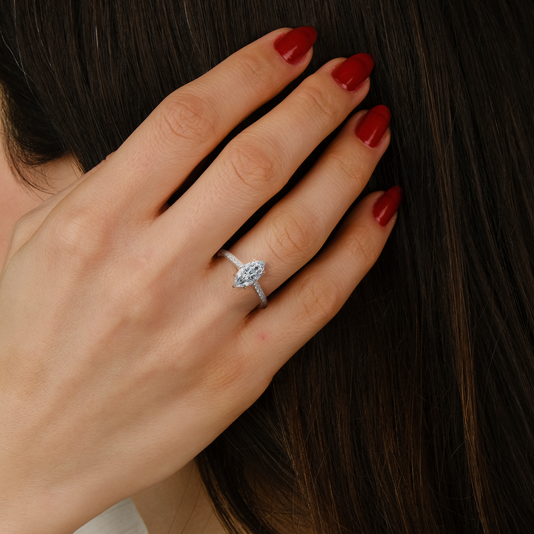 Mimi Solitaire Pave Marquise Ring