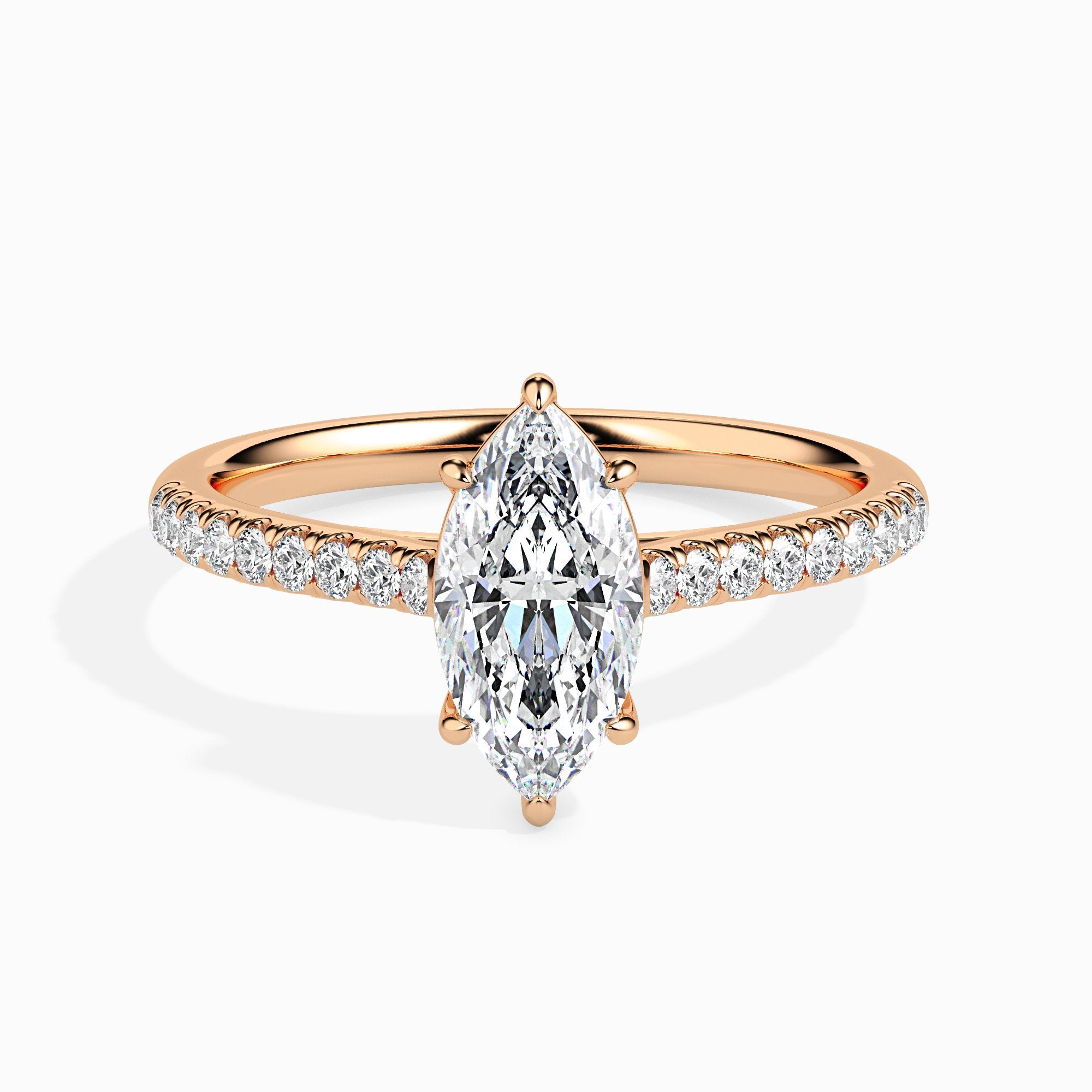 Mimi Solitaire Pave Marquise Ring