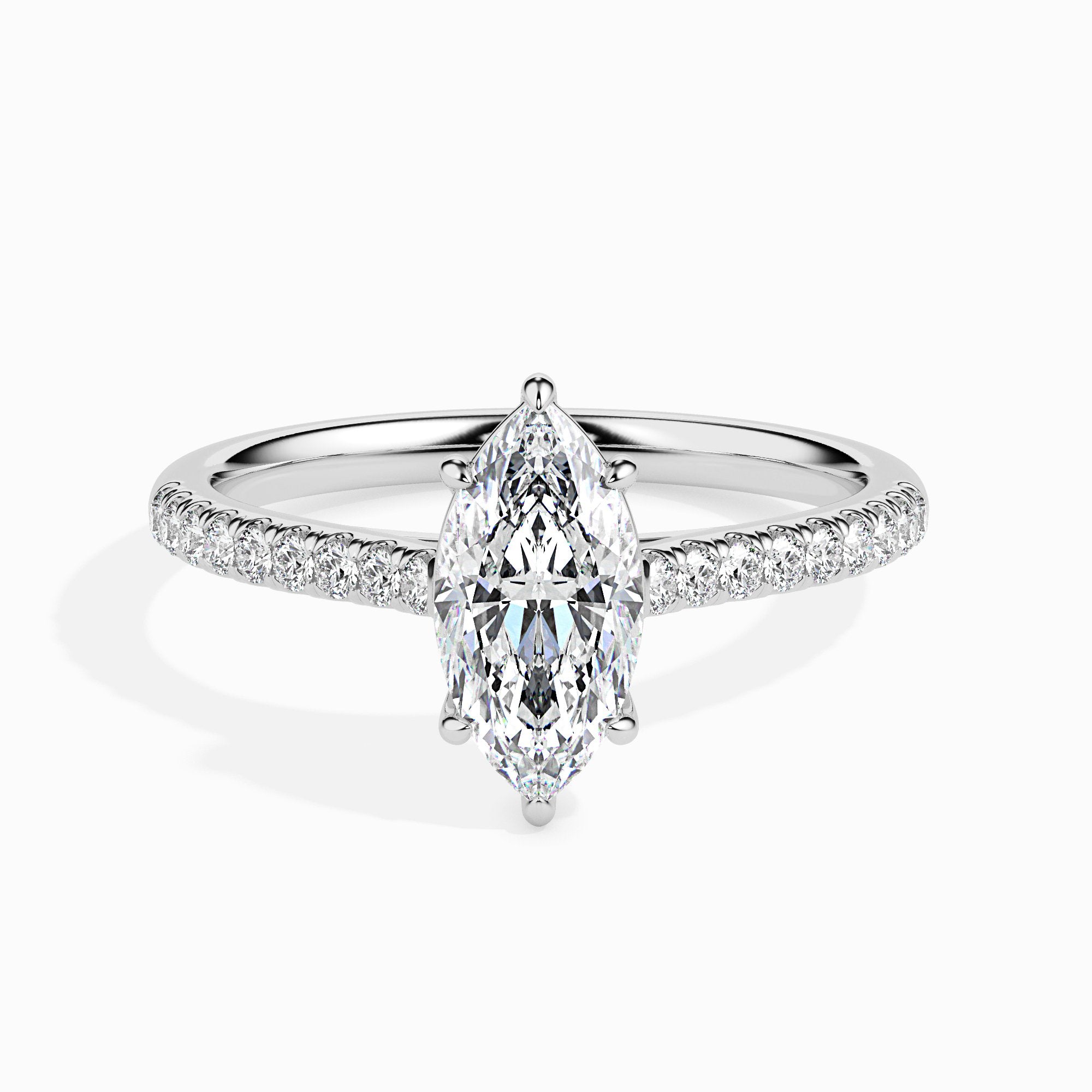 Mimi Solitaire Pave Marquise Ring