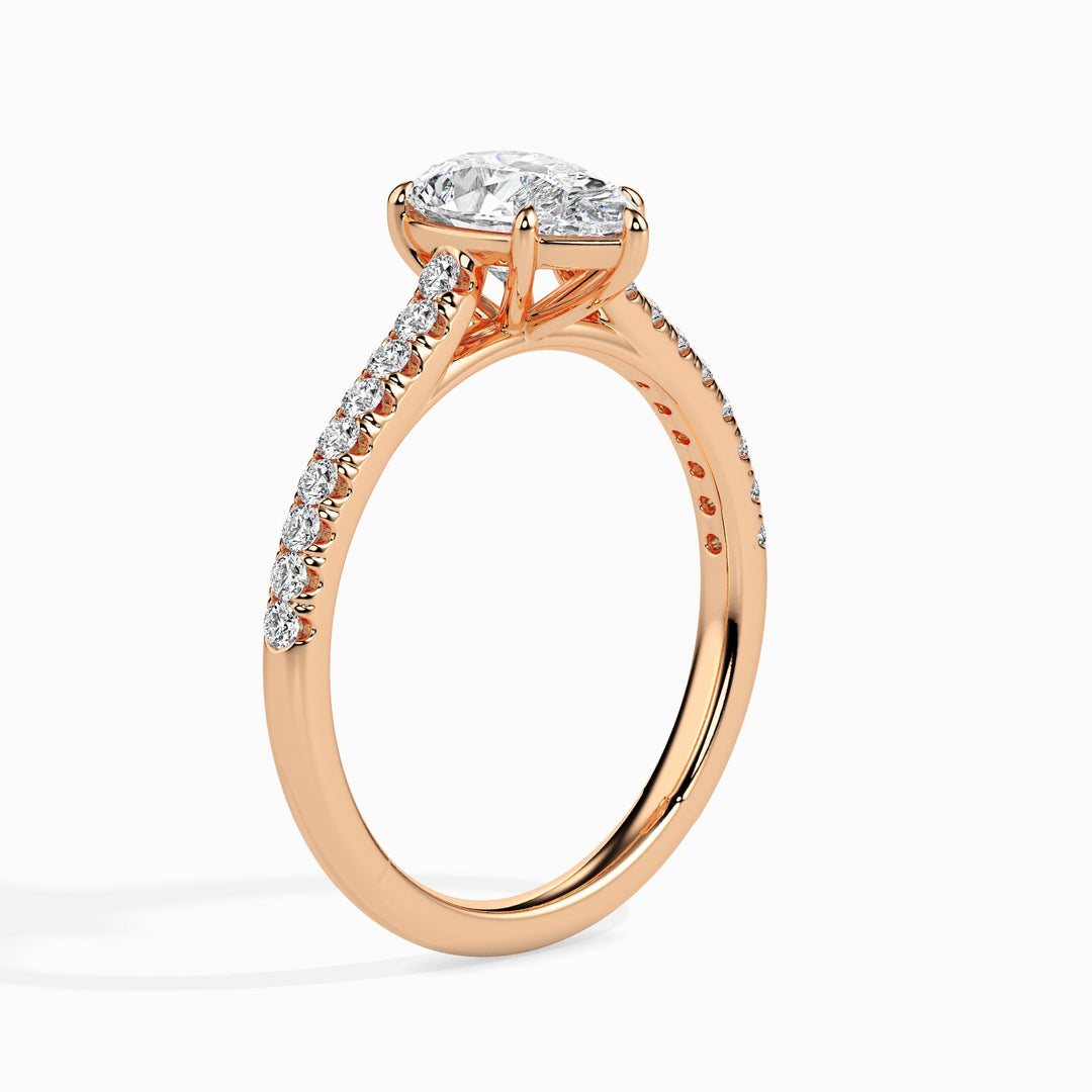 Philo Solitaire Pave Pear Ring