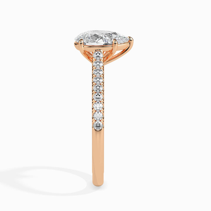 Philo Solitaire Pave Pear Ring