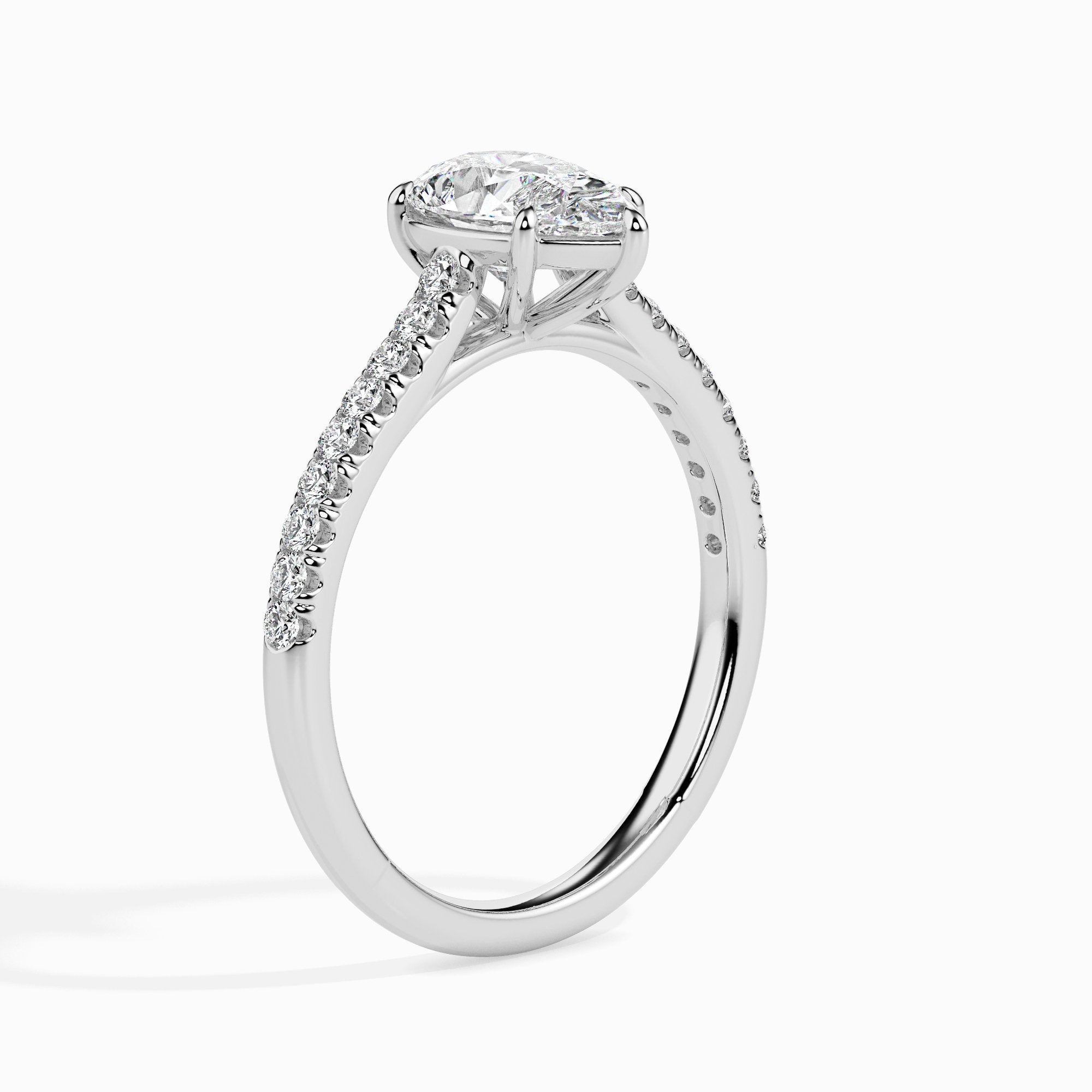 Philo Solitaire Pave Pear Ring