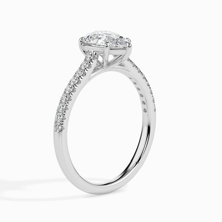 Philo Solitaire Pave Pear Ring