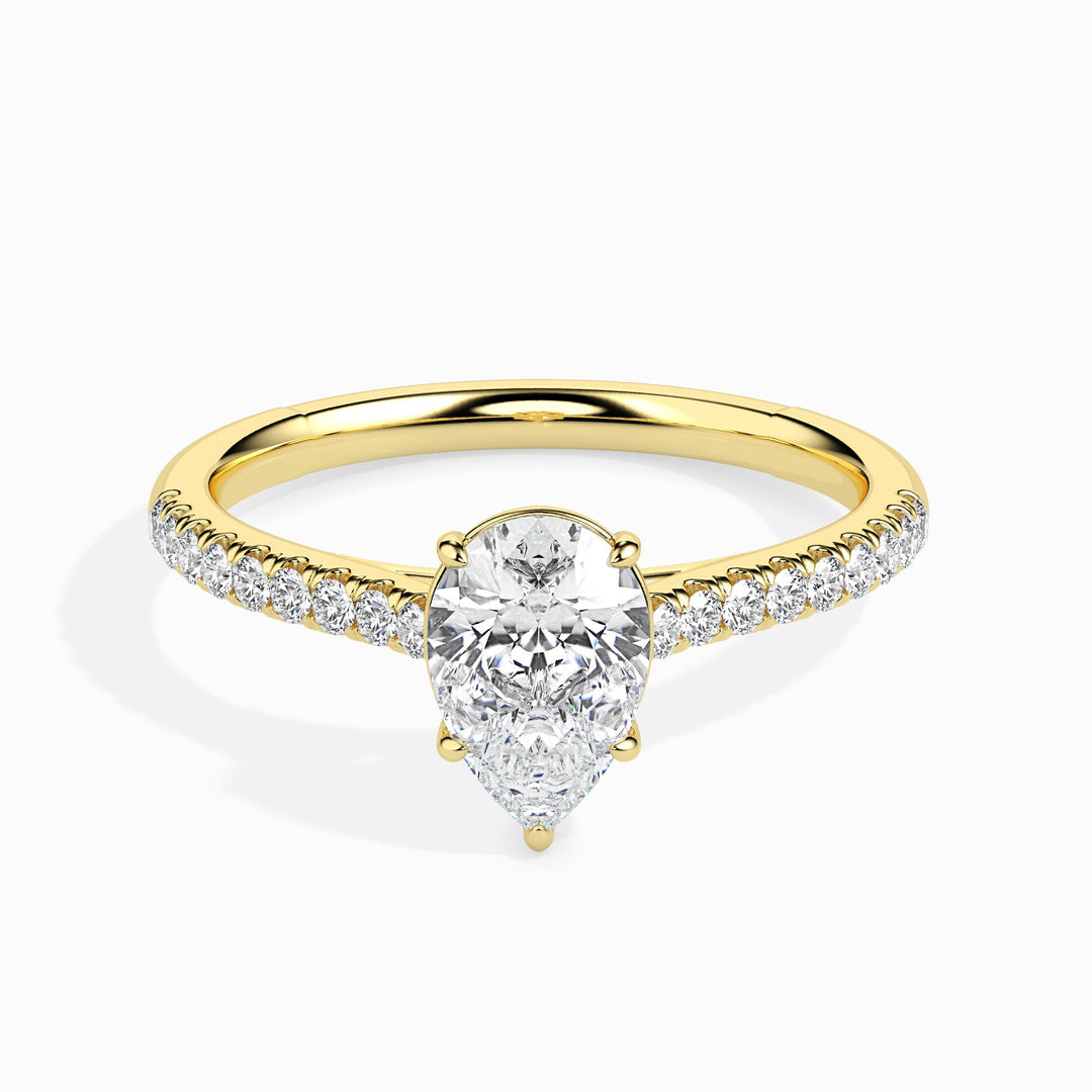 Philo Solitaire Pave Pear Ring