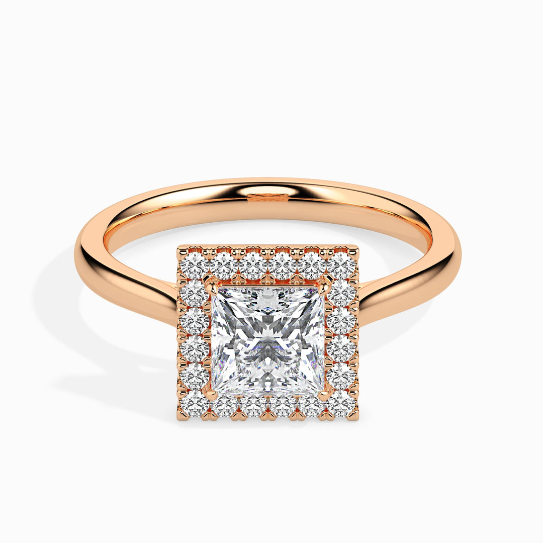 Playa Solitaire Halo Princess Ring