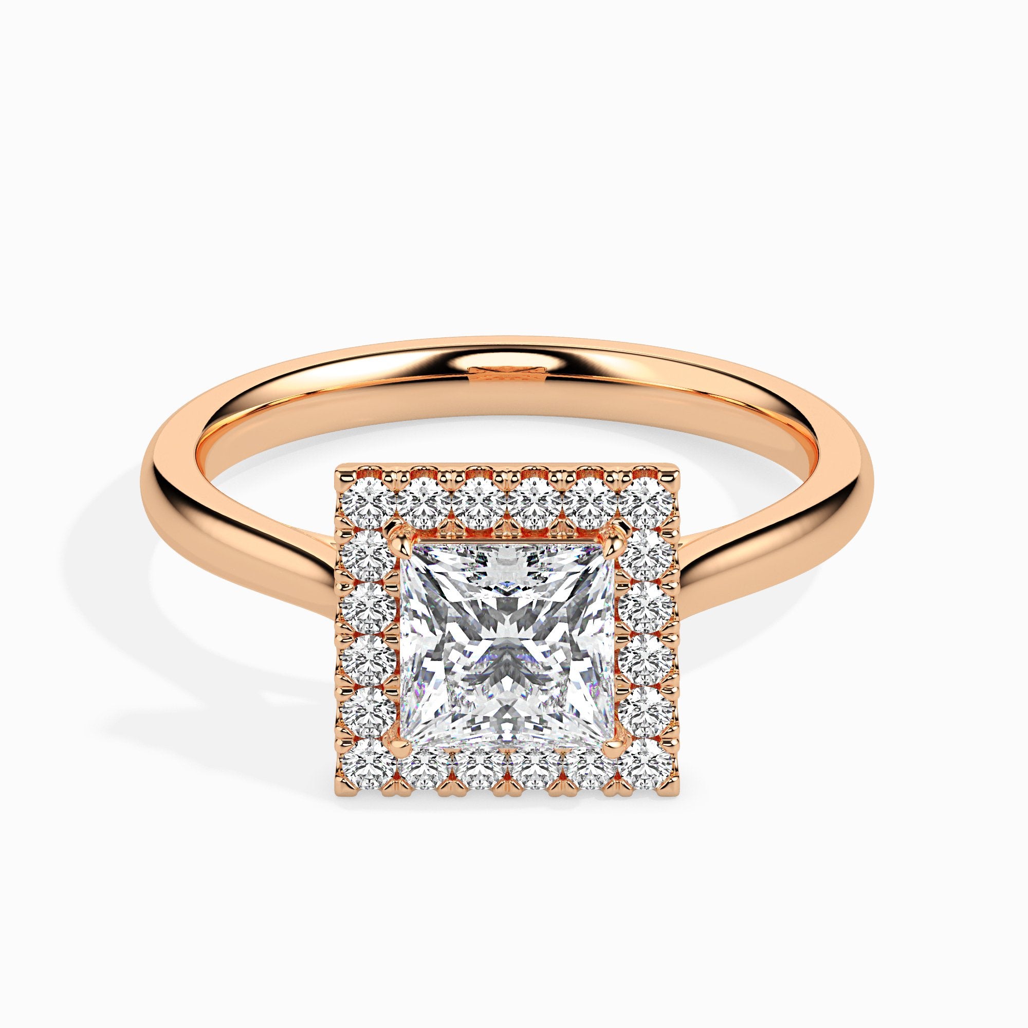 Playa Solitaire Halo Princess Ring
