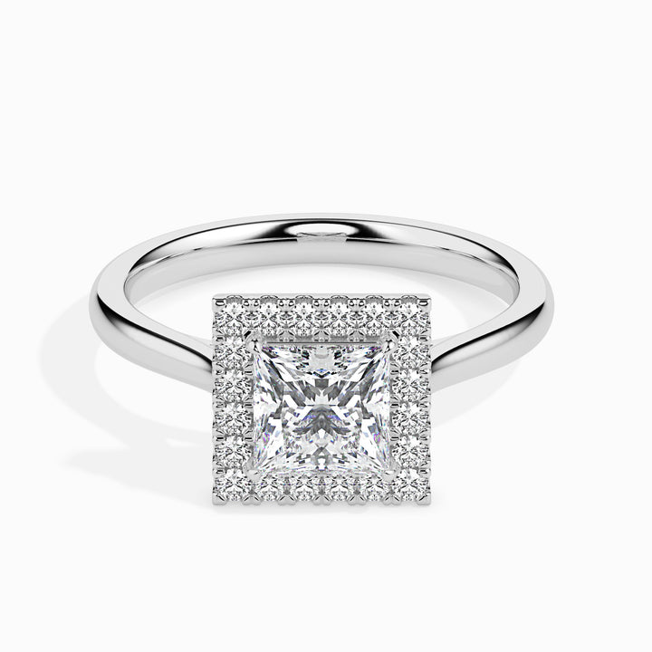 Playa Solitaire Halo Princess Ring