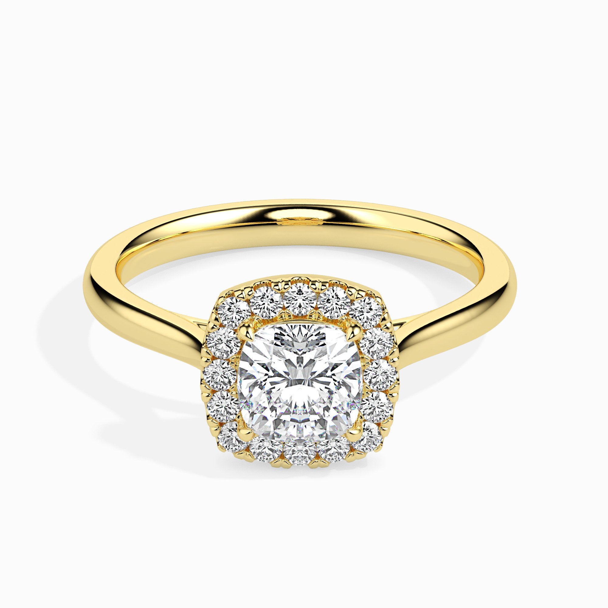 Prairie Solitaire Halo Cushion Ring