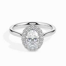Florence Solitaire Halo Oval Ring-Dileti