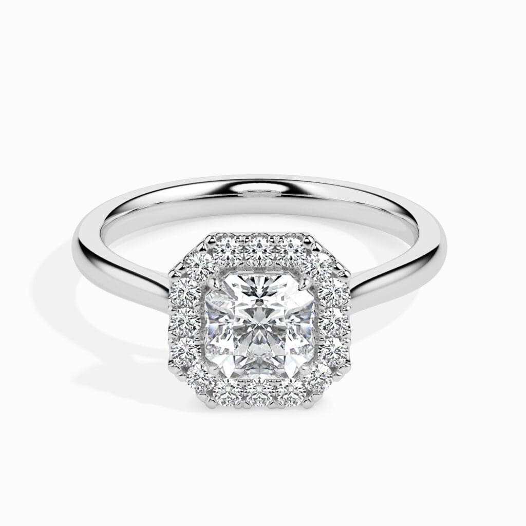 Adelaide Solitaire Halo Asscher Ring