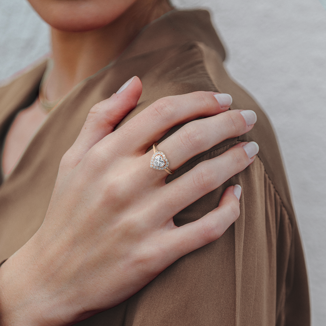 Paloma Solitaire Halo Heart Ring