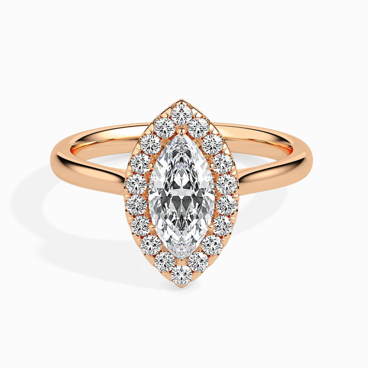 Fala Solitaire Halo Marquise Ring