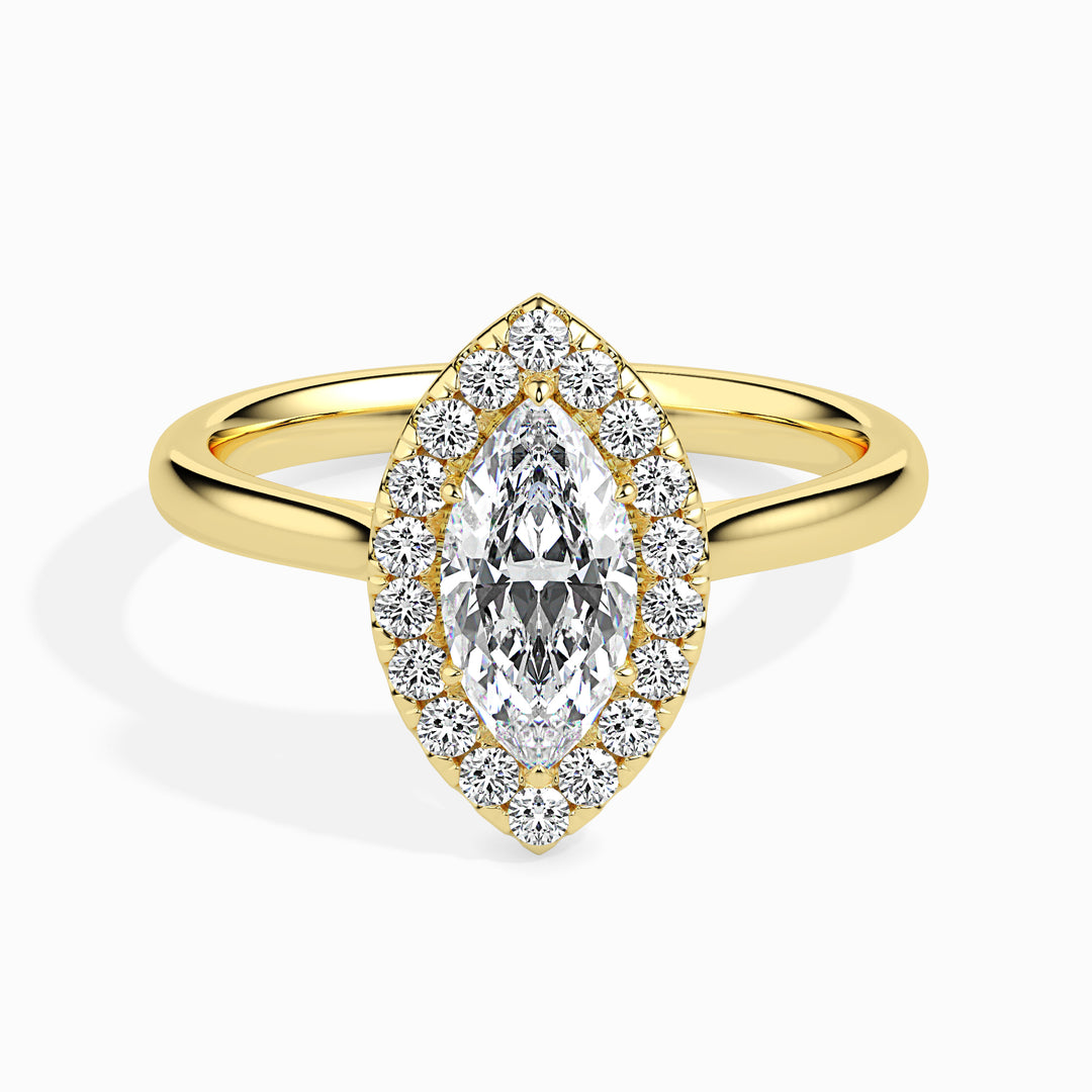 Fala Solitaire Halo Marquise Ring