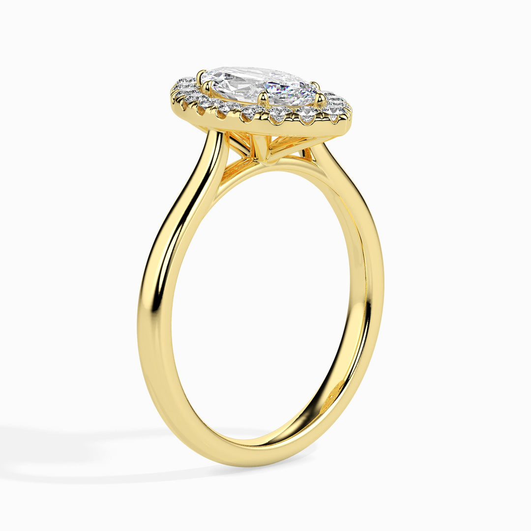 Fala Solitaire Halo Marquise Ring