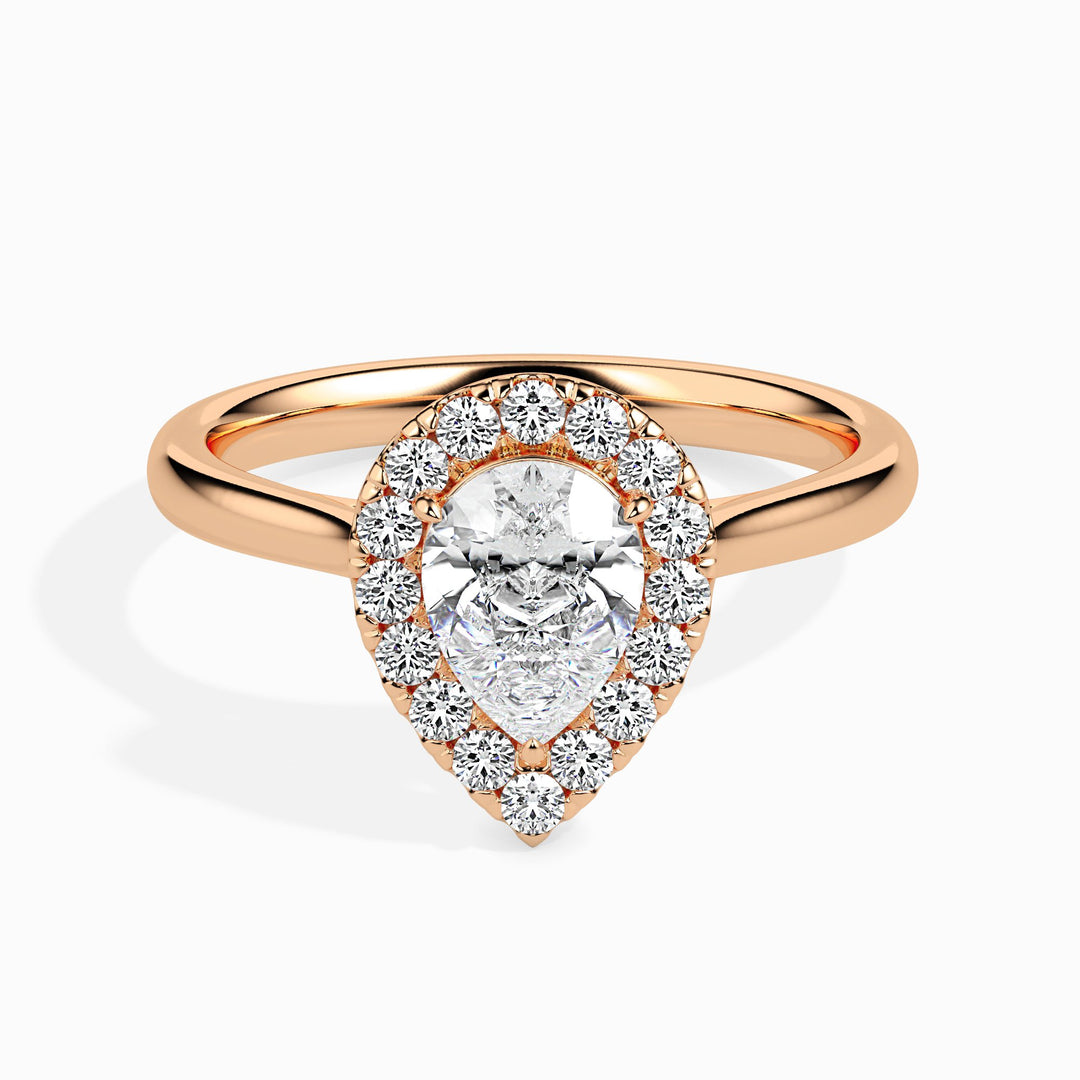 Monica Solitaire Halo Pear Ring