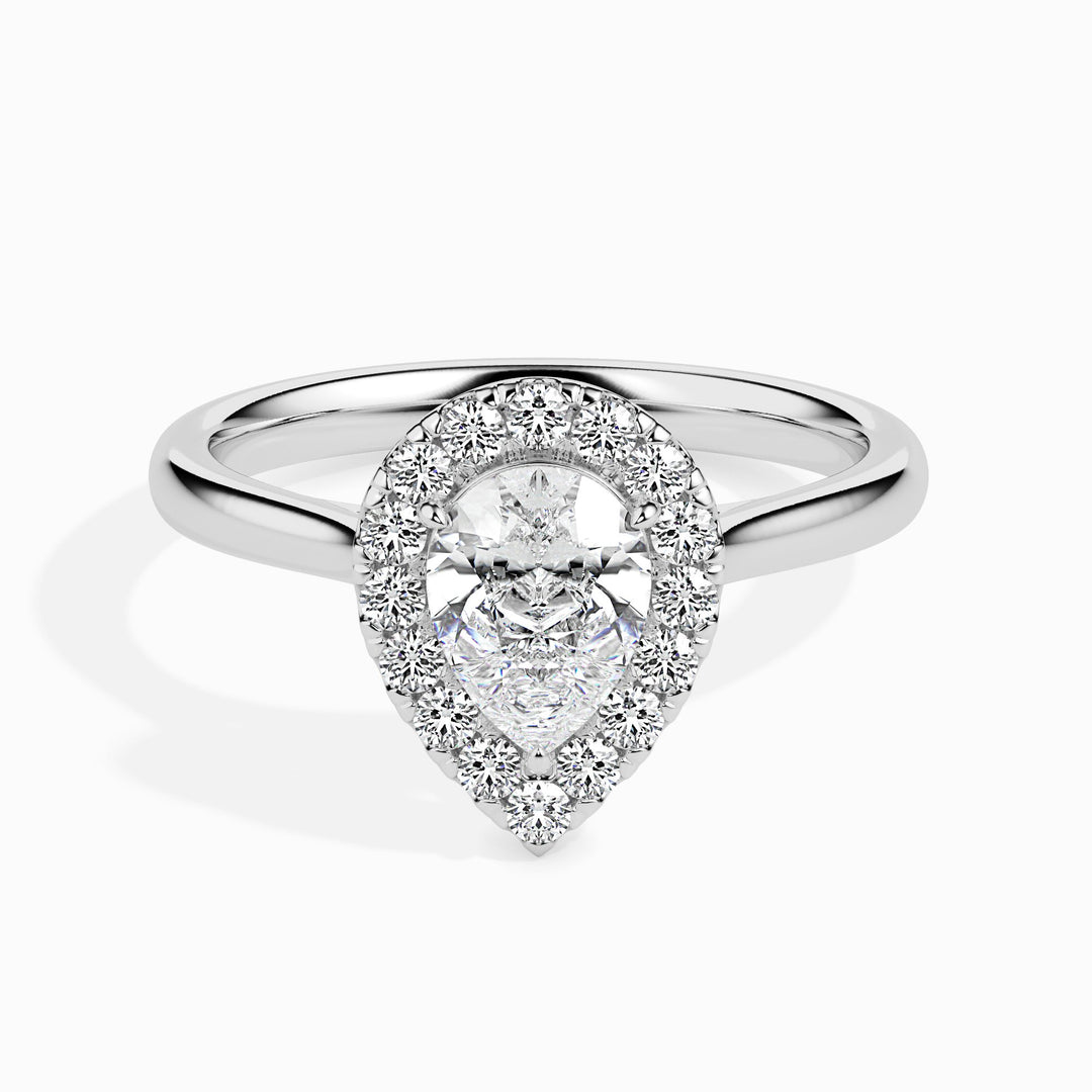 Monica Solitaire Halo Pear Ring