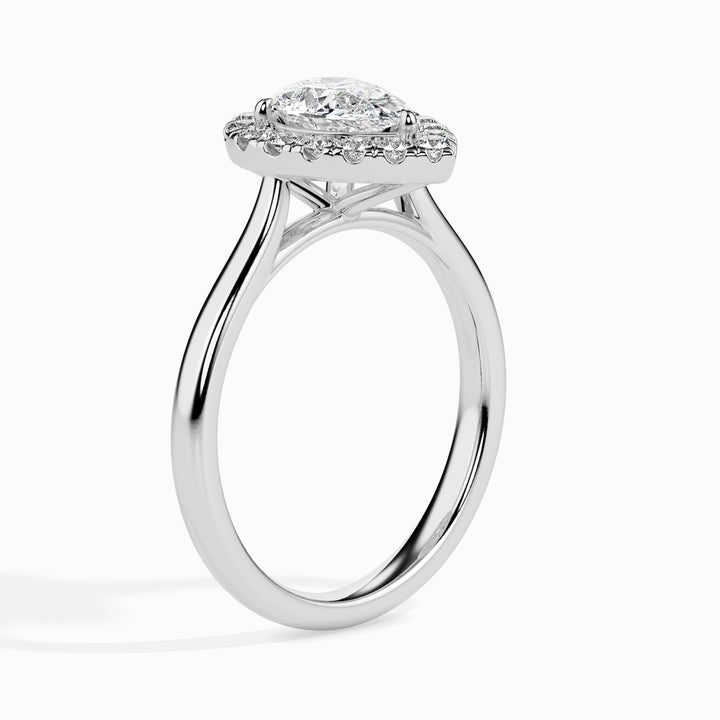 Monica Solitaire Halo Pear Ring